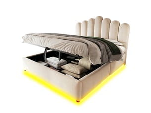 Lit coffre 140x200 cm <strong></strong> <strong></strong> coloris beige
