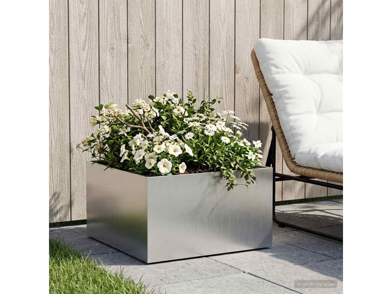  Jardinière - cache-pot de jardin argenté 40 x 40 x 30 cm acier inoxydable  - Conforama B