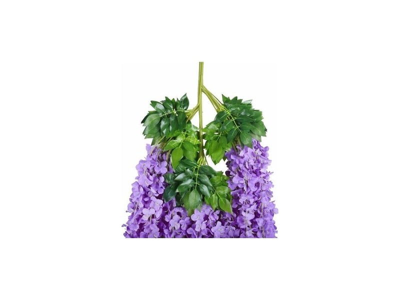  Lot de 12 artificielle fleurs, faux wisteria vigne soie fleur suspendue guirlande pour la maison jardin partie de mariage décor simulation fleur, 115cm (violet)  - Conforama E