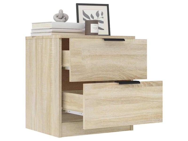  Vidaxl tables de chevet chêne sonoma bois ingénierie commode rangement 45x39x50cm chambre coucher  - Conforama C