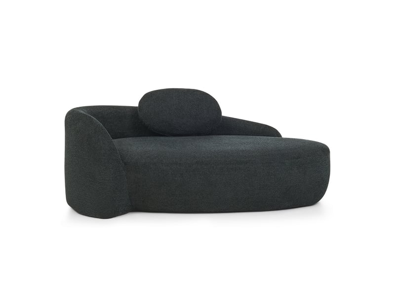  Canapé méridienne tissu bouclette - 170x96x62cm - banquette lounge arrondie avec coussin mousse haute densité - noir  - Conforama A