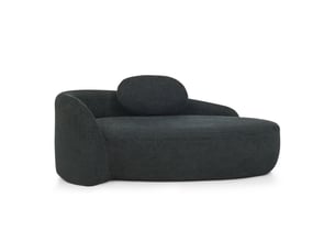Canapé méridienne tissu bouclette - 170x96x62cm - banquette lounge arrondie avec coussin mousse haute densité - noir