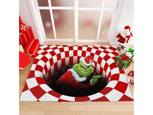 Tapis d'entrée illusion 3d, tapis d'entrée amusant pour décoration de noël, intérieur et extérieur, tapis de bienvenue pour salle de (rouge 40*60cm)