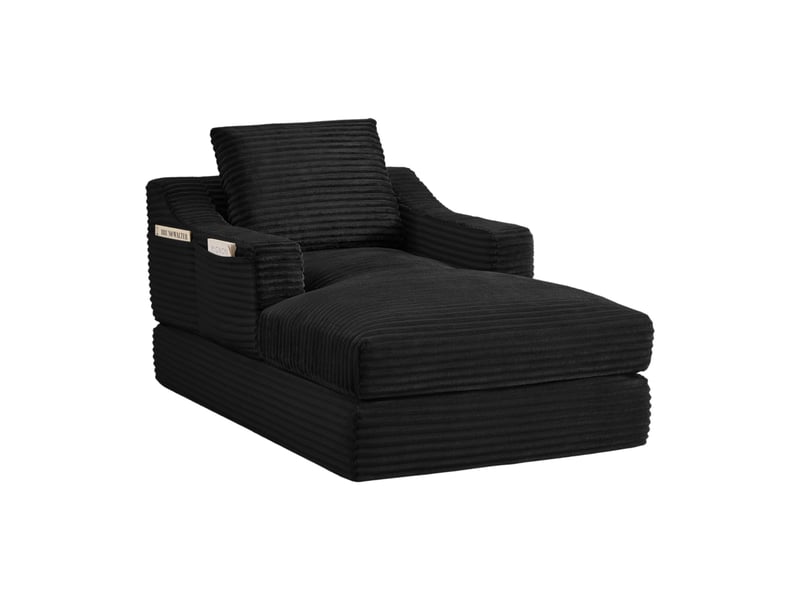  Canapé convertible 1 place en velours côtelé noir, design moderne avec couche double pour vos moments de détente  - Conforama A