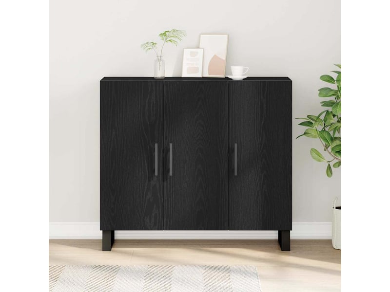 Buffet - bahut - meuble de rangement chêne noir 90 x 34 x 80 cm bois d'ingénierie - Conforama D