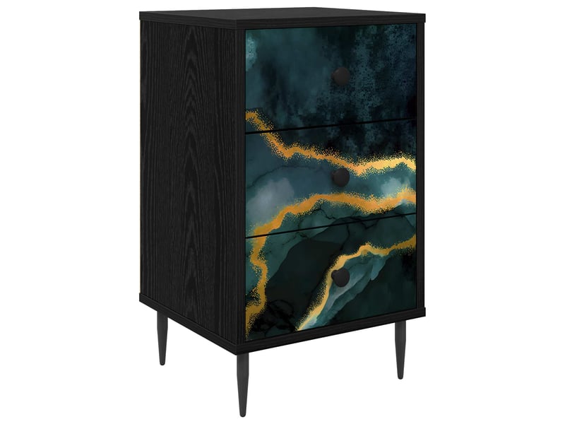  Table de chevet - cabinet de chevet - table de nuit wijhe chêne noir 36 x 33 x 61 cm  - Conforama A