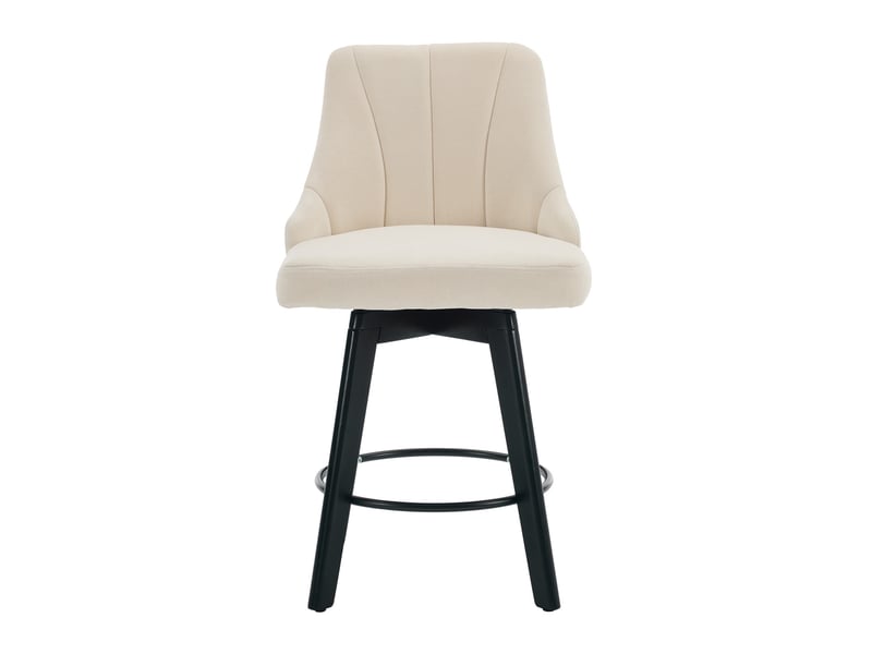  Lot de 2 tabourets de bar pivotants 53x53.5x94.5cm - avec dossier et repose-pédales en métal - tissu chenille - beige  - Conforama A