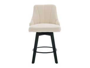 Lot de 2 tabourets de bar pivotants 53x53.5x94.5cm - avec dossier et repose-pédales en métal - tissu chenille - beige