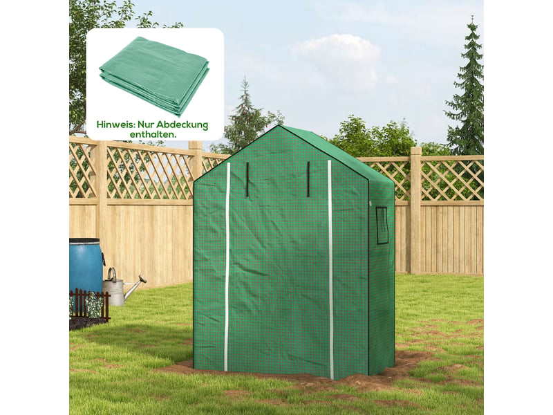  Film de remplacement pour serre, bâche de rechange avec protection uv, porte sectionnelle, fenêtres latérales, film seul 140 x 73 x 190 cm, vert  - Conforama D