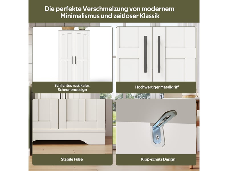  Meuble haut de cuisine blanc avec éclairage led 120 cm, 2 portes, rangements réglables  - Conforama D
