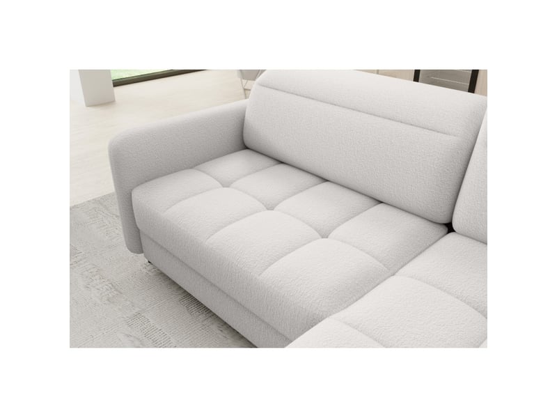 Canapé d'angle droit convertible barnea 208 cm blanc chenille avec rangement - Conforama D