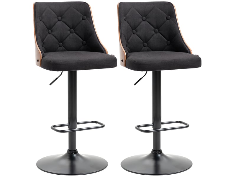  Lot de 2 tabourets de bar réglable en hauteur rotatif sur 360° avec repose-pieds, tissu capitonné  - Conforama A