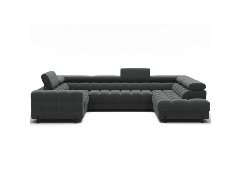  Canapé panoramique convertible factory 3 places gris – angle droit avec coffre  - Conforama A