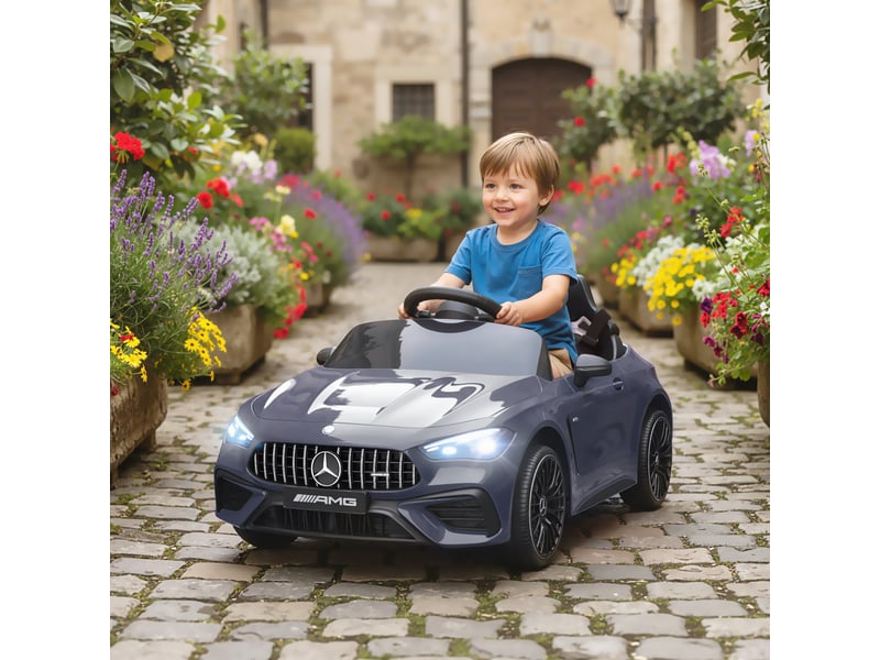 Voiture électrique pour enfants, design mercedes, moteur 12 v, télécommande, lumières led, musique, pour les enfants de 3 à 6 ans, grise - Conforama C