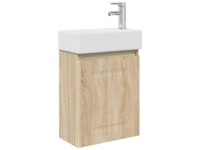 Meuble de rangement salle de bain avec robinet chêne sonoma shl2803 - Conforama A