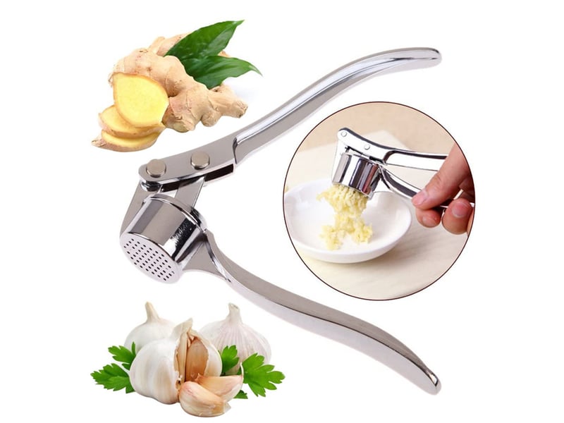  1 presse-ail en acier inoxydable, coupe-ail, presse-ail, passe au lave-vaisselle, aide de cuisine pratique pour l'ail frais et le gingembre (argent)  - Conforama A