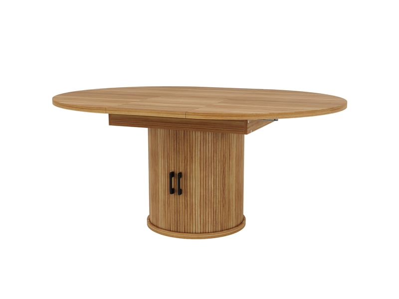  Table extensible couleur noyer, table a manger ronde extensible, table ovale salle à manger avec rangement, plateau modulable FC - Conforama A