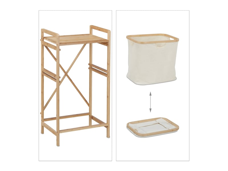  Panier à linge moderne 2 compartiments pour chambre salle de bain pratique rangement en bambou naturel 13_0011939  - Conforama D