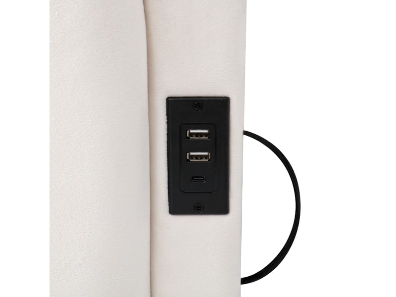 Lit banquette 140 × 190 cm avec rangement hydraulique et usb-ausb-c, velours beige IKSETERA TRADING LTD - Conforama R