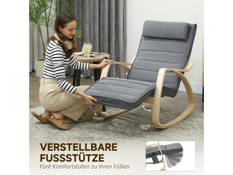  Fauteuil à bascule massant gris avec chauffage lombaire, 3 modes et revêtement en tissu  - Conforama E
