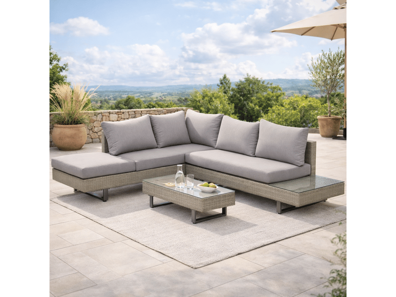  Salon de jardin d'angle 5 places – design contemporain – table incluse  - Conforama B