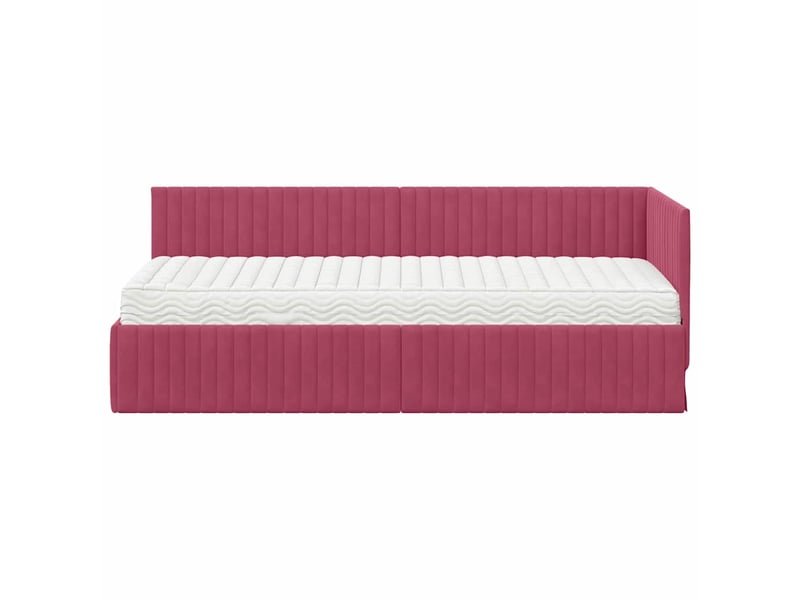  Lit simple- lit adulte -  cadre de lit d'angle avec matelas 2 pièces bordeaux 80 x 200 cm  - Conforama D