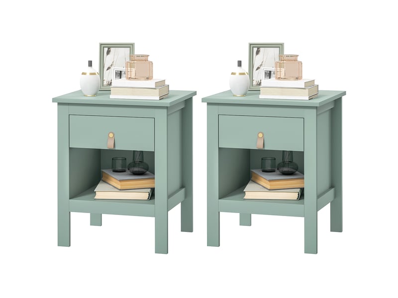 Lot de 2 tables de chevet avec tiroir et compartiment ouvert, 45 x 40 x 55 cm, vert - Conforama B