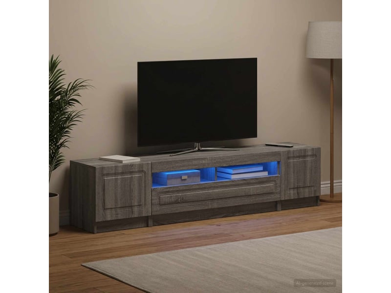  Meuble tv - banc tv - meuble de rangement led utrecht 3 pcs sonoma gris bois d'ingénierie  - Conforama C