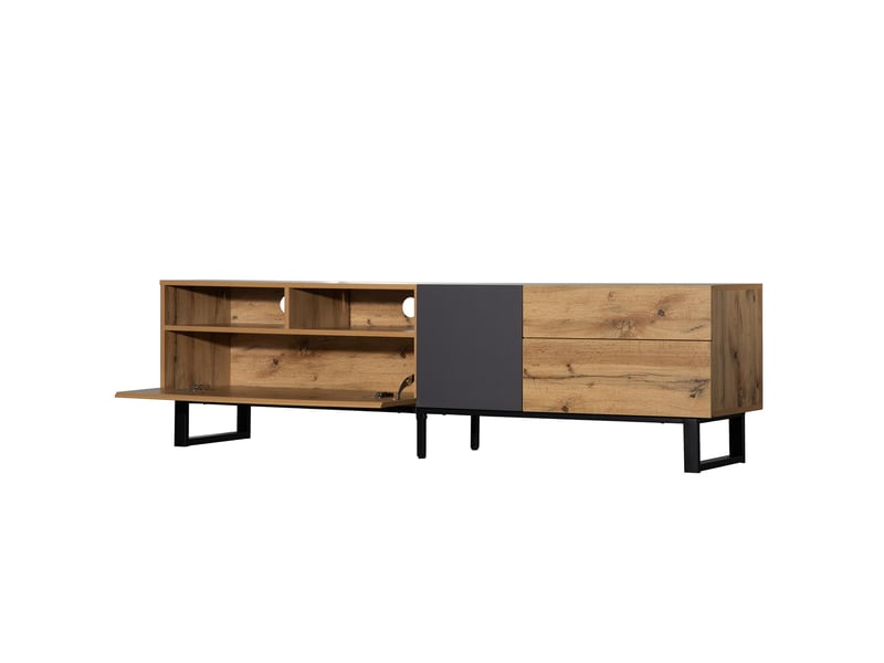  Meuble tv moderne bicolore effet bois, 180 cm  - Conforama E