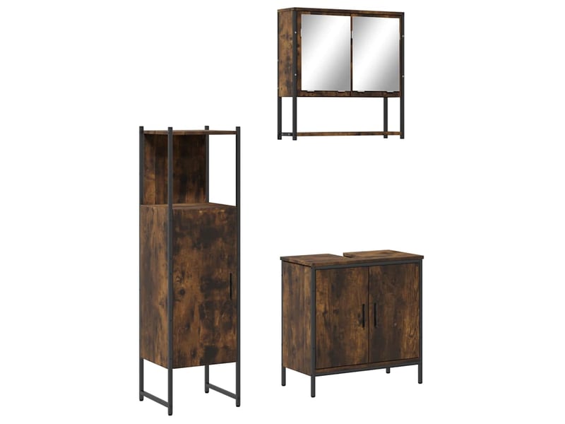 Ensemble de meubles de salle de bain 3 pcs chêne fumé cf63692 - Conforama A