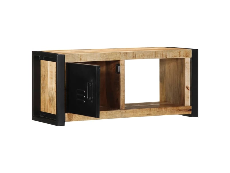  Meuble tv - banc tv - meuble de rangement 80x30x35 cm bois massif de manguier brut  - Conforama A