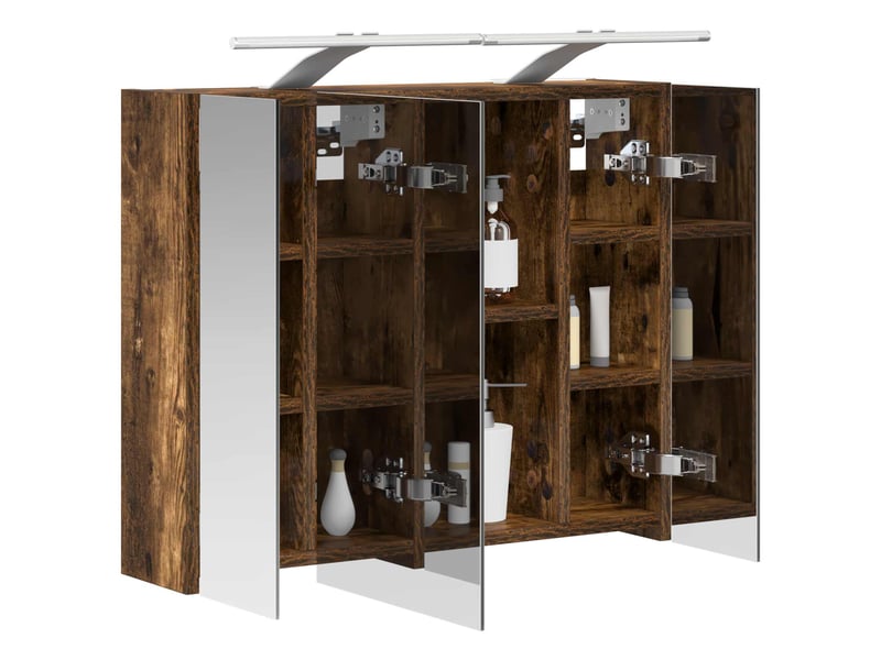  Amoire de salle de bain, meuble de salle de bain avec miroir chêne fumé shl9453  - Conforama C