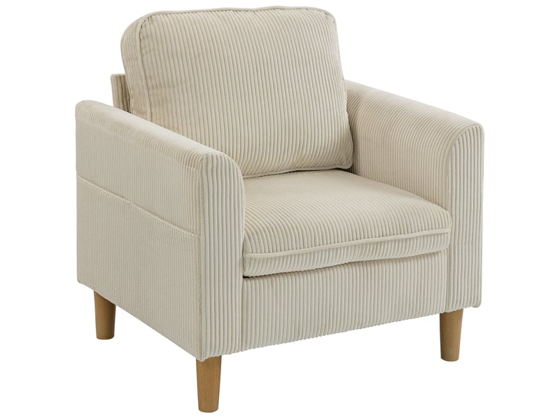 Fauteuil de salon canapé 1 place assise large et confortable velours côtelé beige coussin à ressorts pour petit espace T1003-01-17317 - Conforama C