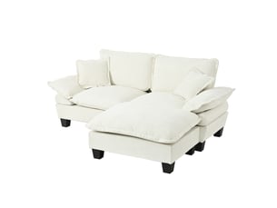 Canapé d'angle modulaire style nuage 194x151 cm avec ottomane mobile et coussins en chenille