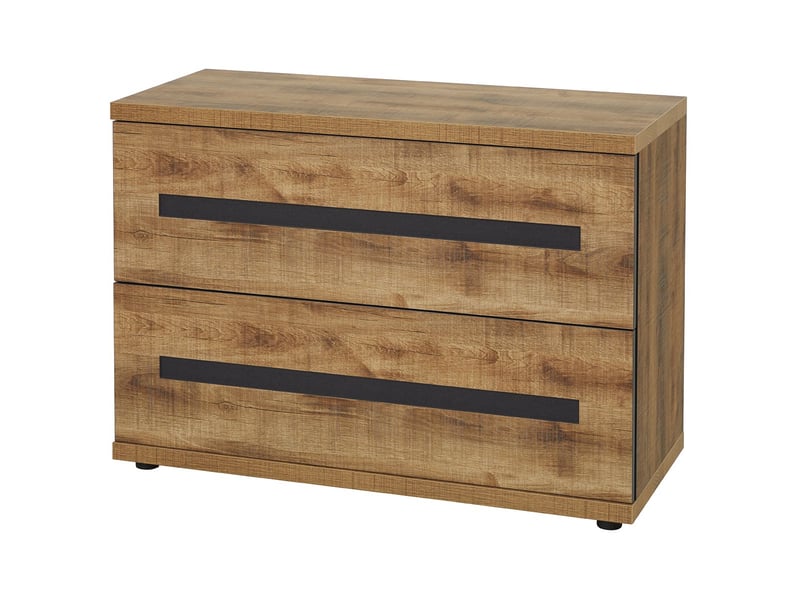  Commode 2 tiroirs aspect chêne artisan et graphite - andes ANDES - Conforama A