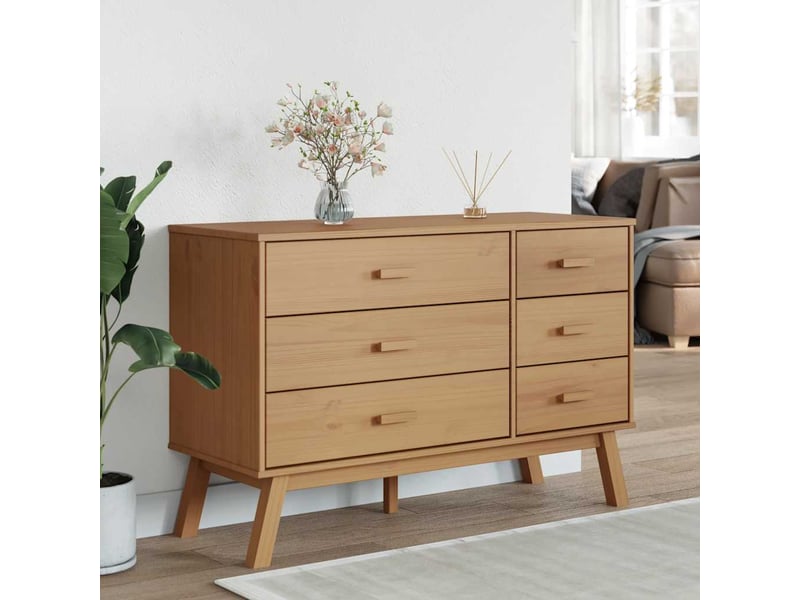  Armoire à tiroirs, commode olden marron bois de pin solide shl51005  - Conforama C