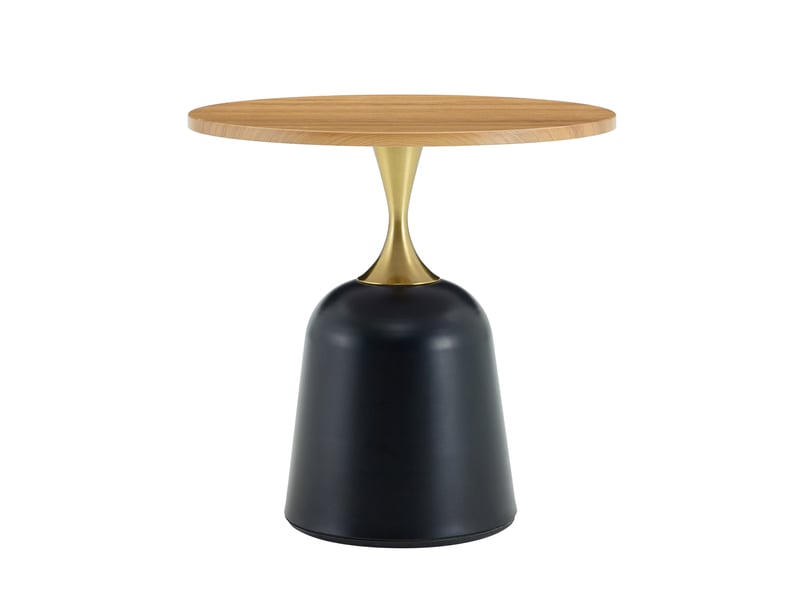  Table d’appoint ronde ø 60 cm en mélamine avec piètement en métal, décor bois  - Conforama A