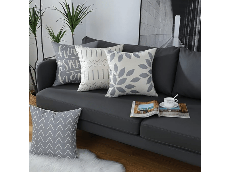  Housses de coussin, housses de coussin 45 x 45 cm lot de 4 housses de coussin carrées grises 18 x 18 cm lot de 4 pour patio extérieur jardin salon canapé d  - Conforama D