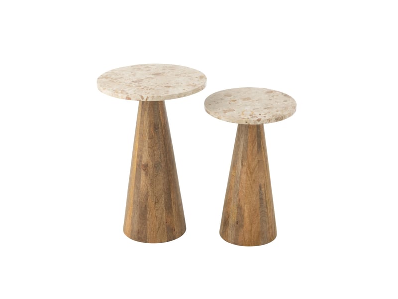  Lot de 2 tables d'appoint en marbre eula 53cm beige  - Conforama C