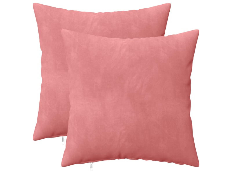 Lot de 2 coussins avec oreiller, coussins décoratifs heerlen rose velours cf50565 - Conforama A