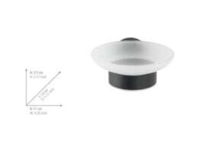  Porte savon mural bosio black, porte savon rond à fixer au mur, acier inox - verre satiné, 11x5,5x13 cm, noir mat  - Conforama D