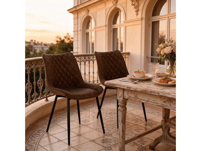  Lot de 2 chaises de salle à manger 46,5×40,5×85,5cm, marron, pu, pieds métal, dossier ergonomique  - Conforama B