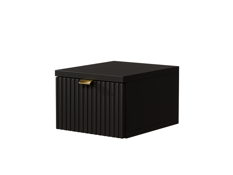  Table de chevet suspendue noire – étroite 25 cm, façade cannelée, pour petite chambre  - Conforama A