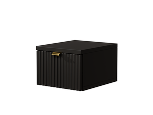 Table de chevet suspendue noire – étroite 25 cm, façade cannelée, pour petite chambre