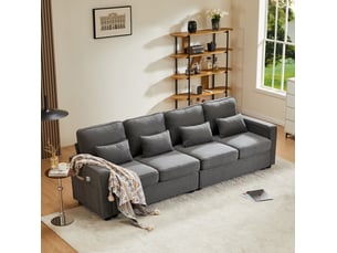 Canapé droit fixe <strong>MODENVIE</strong> <strong></strong> 4 places Polyester gris