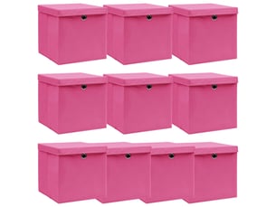 Boîtes de rangement avec couvercles 10pcs rose 32x32x32cm tissu