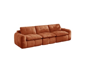 Canapé modulaire 3 places modenvie en chenille orange, assise et dossier rembourrés, sans montage, 264 x 97 x 68 cm