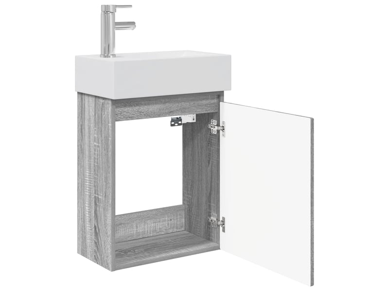  Meuble de rangement salle de bain avec robinet sonoma gris shl6377  - Conforama D