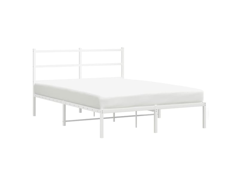  Lit double- lit adulte -  cadre de lit métal sans matelas et tête de lit blanc 135x190 cm  - Conforama A