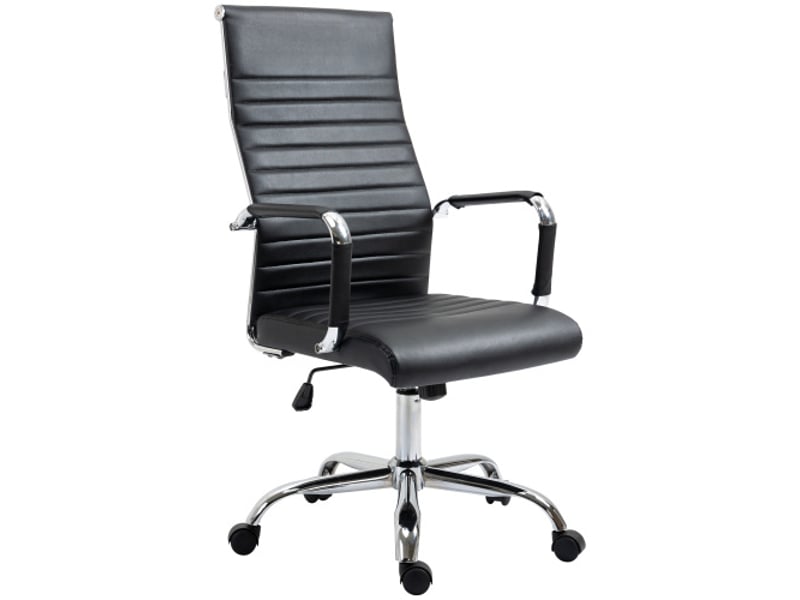  Fauteuil de bureau ergonomique en similicuir, rembourré, inclinable, réglable en hauteur, noir  - Conforama A